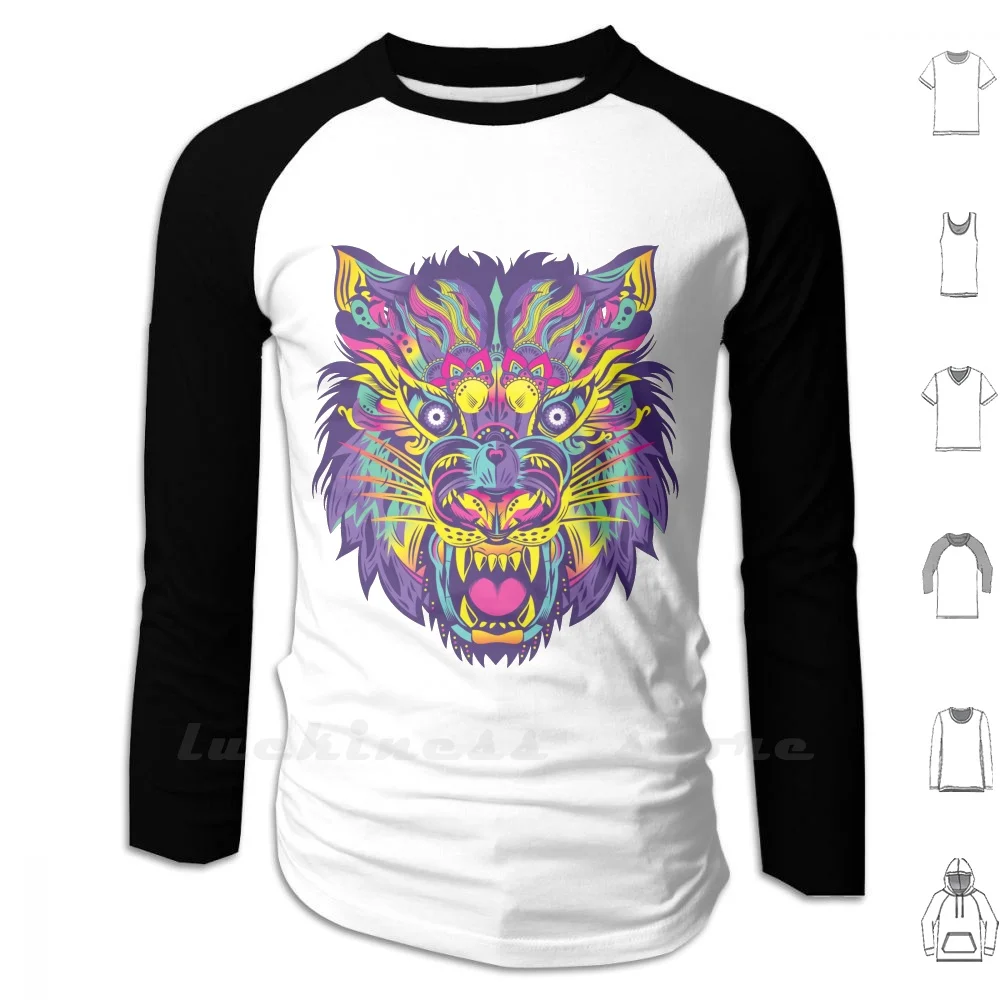 

Rainbow Tiger Hoodies Long Sleeve Animal Tiger Galactic