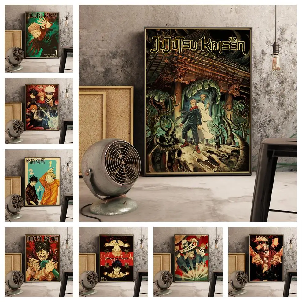 

Classic Anime Jujutsu Kaisen Retro Painting Art Home Decor Picture Cafe Study Living Bedroom Wall Decor Quality Canvas Poster