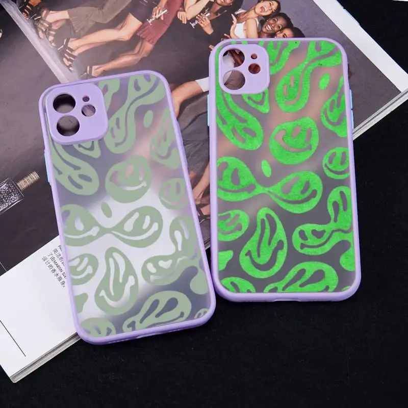 

Colorful pattern smiley face Phone Case matte transparent For iphone 7 8 11 12 13 plus mini x xs xr pro max cover