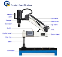 2019 High Quality 220V Vertical Electric Tapping Machine Arm Collet M3-M16 Motor With English PanelWorktable not included