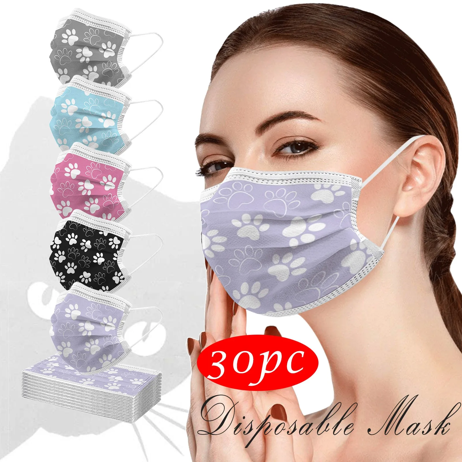 30 шт. 3-слойная одноразовая маска с принтом кошки | Аксессуары для одежды