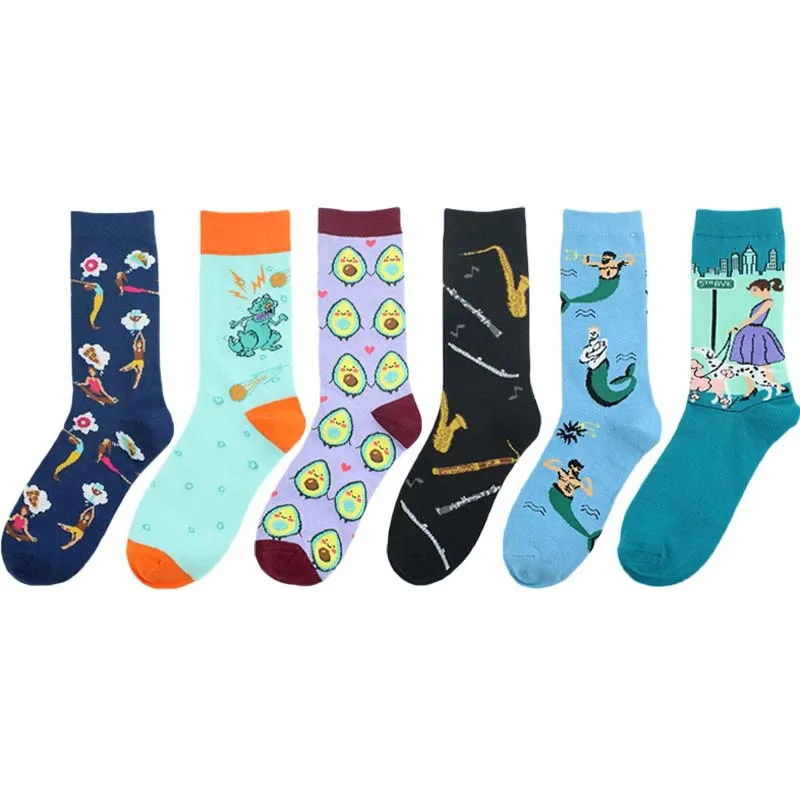 Носки для взрослых до середины икры с музыкальным инструментом забавная Веселая