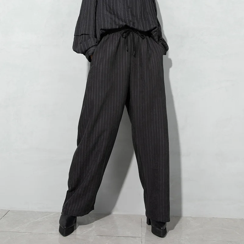 

Женские брюки с широкими штанинами, черные брюки в готическом стиле с узкой талией, весна 2021