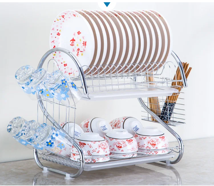 

H Multi-use 2/3 layer Stainless Steel Cutlery Stand Shelf Cutlery Dish Rack Kitchen Dish Rack Drain Storage Rack Knife Holder