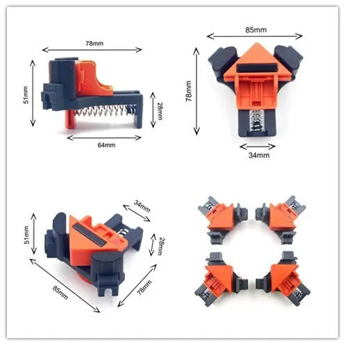 4 шт. Деревообработка углу зажим с прямым углом 90 градусов крепежные зажимы