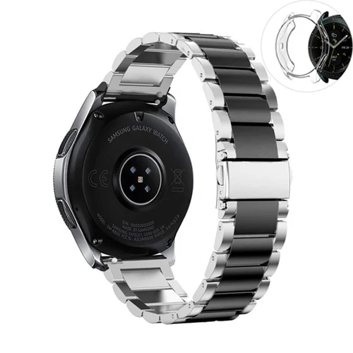 silver black Чехол для часов+ ремешок для samsung galaxy watch 46 мм S3 Frontier/классический huawei gt ремешок для часов из нержавеющей стали 22 мм/20 мм браслет - Цвет ремешка: silver black