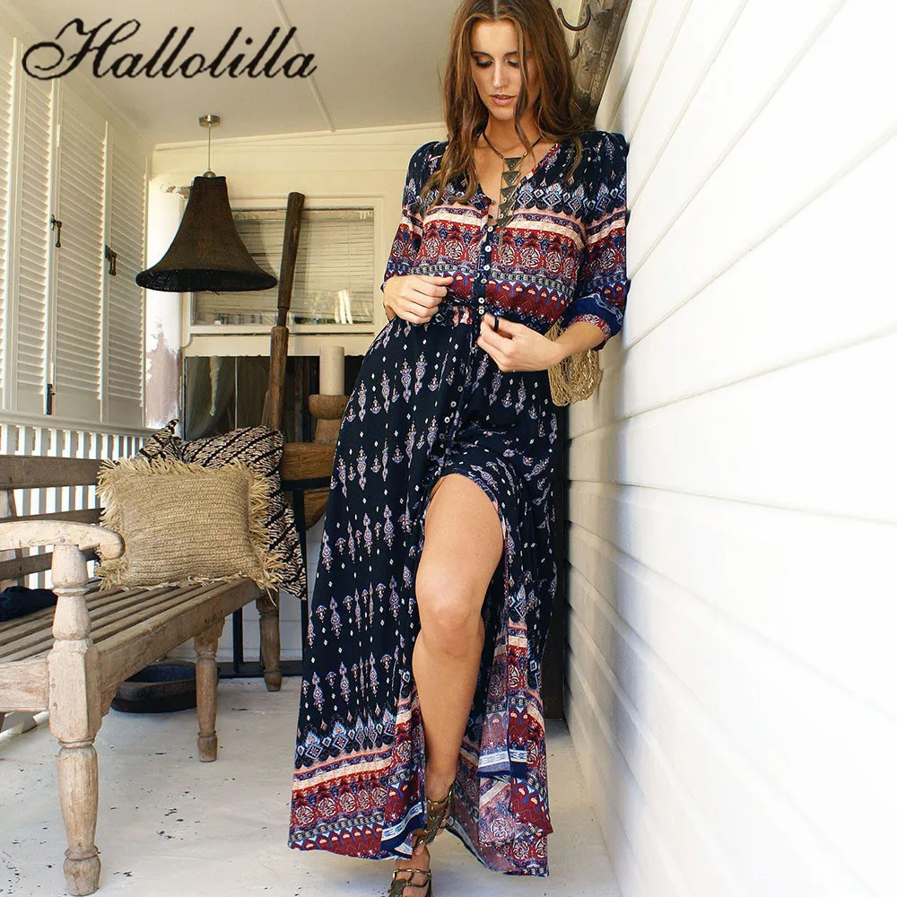 Элегантное женское платье Vestidos в богемном стиле Летнее Длинное Платье Harajuku макси