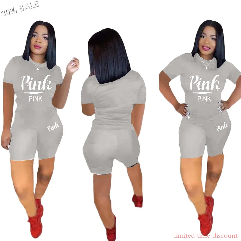 Женский летний комплект из 2 предметов футболка и шорты с буквенным принтом |