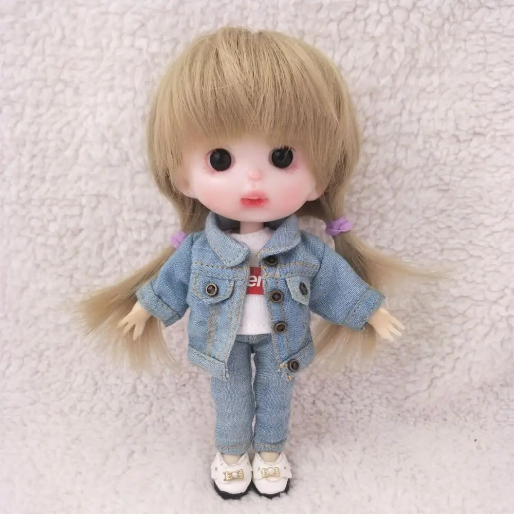 

Ob11 джинсовое пальто 1/12 BJD платье красивое платье для малышей с узлом поросенком Molly GSC простое боди можно носить кукольные аксессуары для кук...