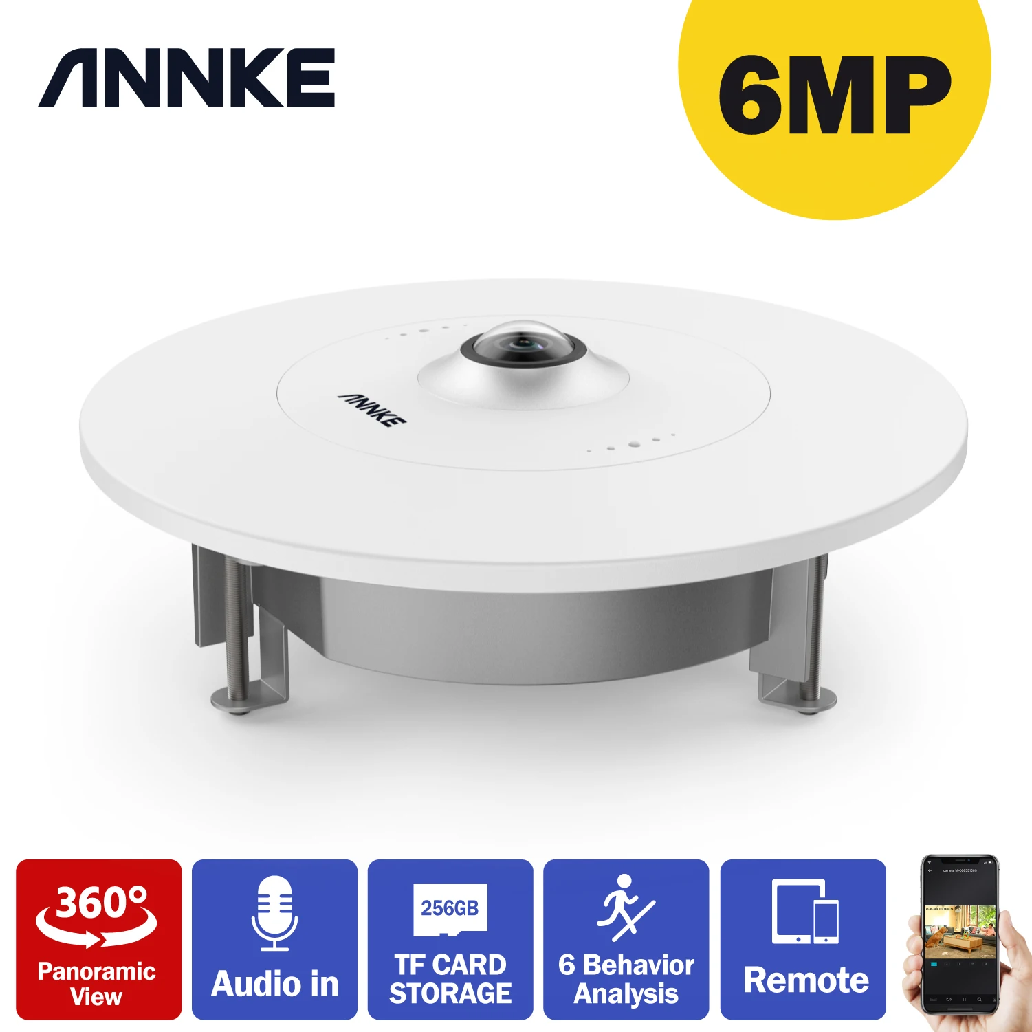 ANNKE 6MP супер HD 360 градусов панорамная IP камера рыбий глаз наружная IP67