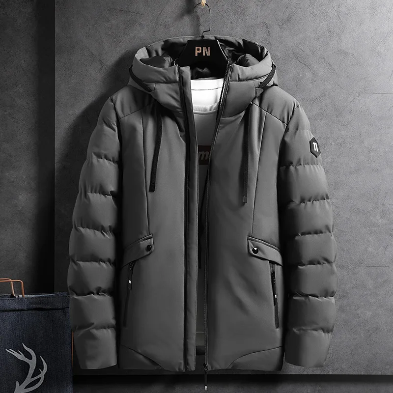 Брендовая зимняя теплая куртка для мужчин 2021, зимние толстые парки с капюшоном, мужские Модные повседневные приталенные куртки, пальто для ...