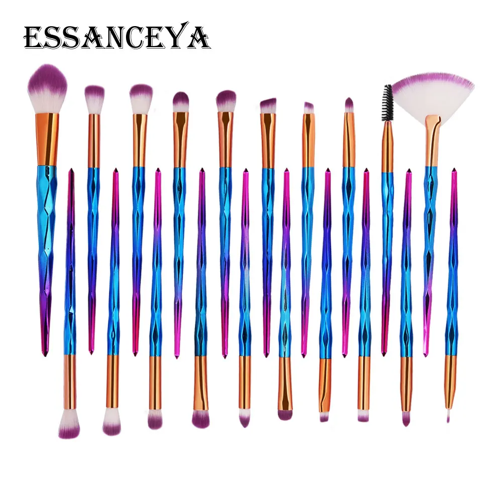 Набор кистей для макияжа в форме алмаза 7-20 шт. Ослепительный Блеск фиолетовая