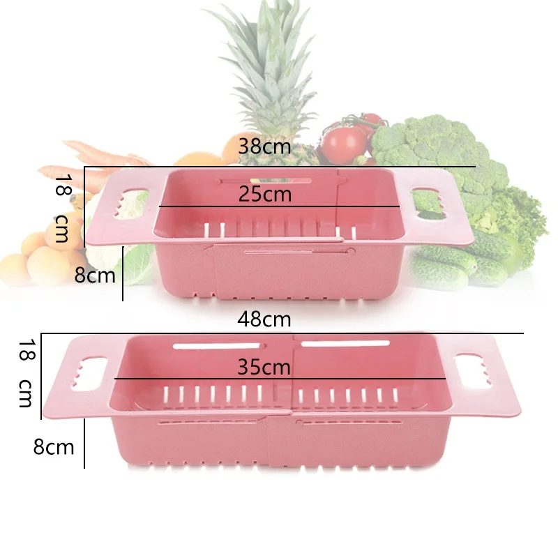 

1Pcs Adjustable Dish Drainer Sink Drain Basket Washing Vegetable Fruit Plastic Drying Rack Kitchen Tools Organizer Retractable
