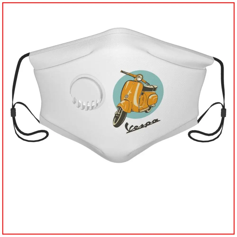 

Мужская/Женская классическая маска для лица Vespa с мотоциклетным принтом, регулируемая маска для лица с угольной лошадью, забавная крутая Маска «сделай сам»