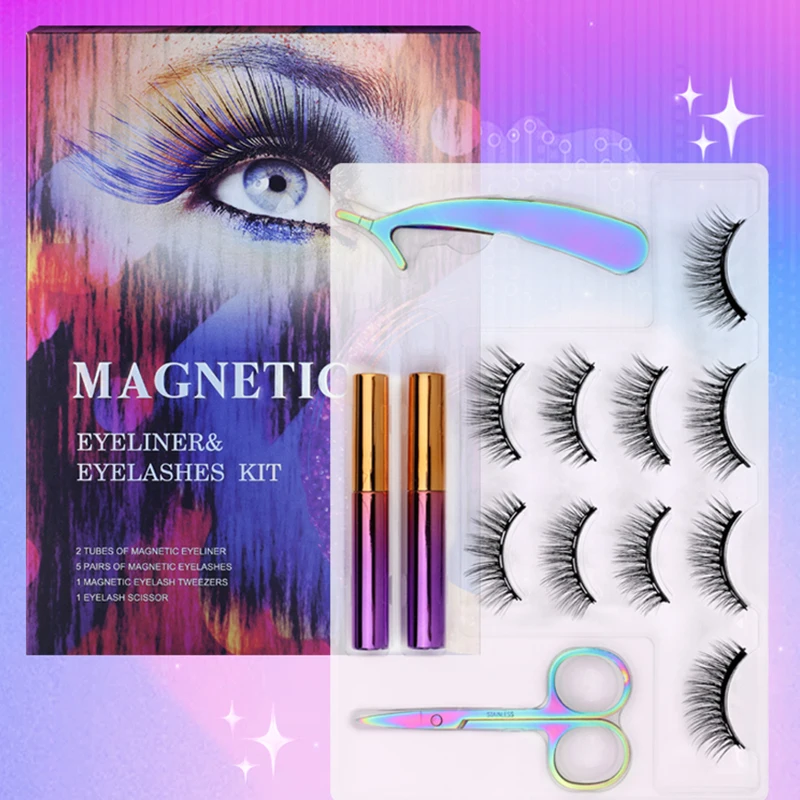 

Transparent Tray 5 Pairs Magnetic Eyelashes Set Tools Natural Ciliaw Wispy Fluffy Bulk Lashes Lift Enhancement Kit Individual