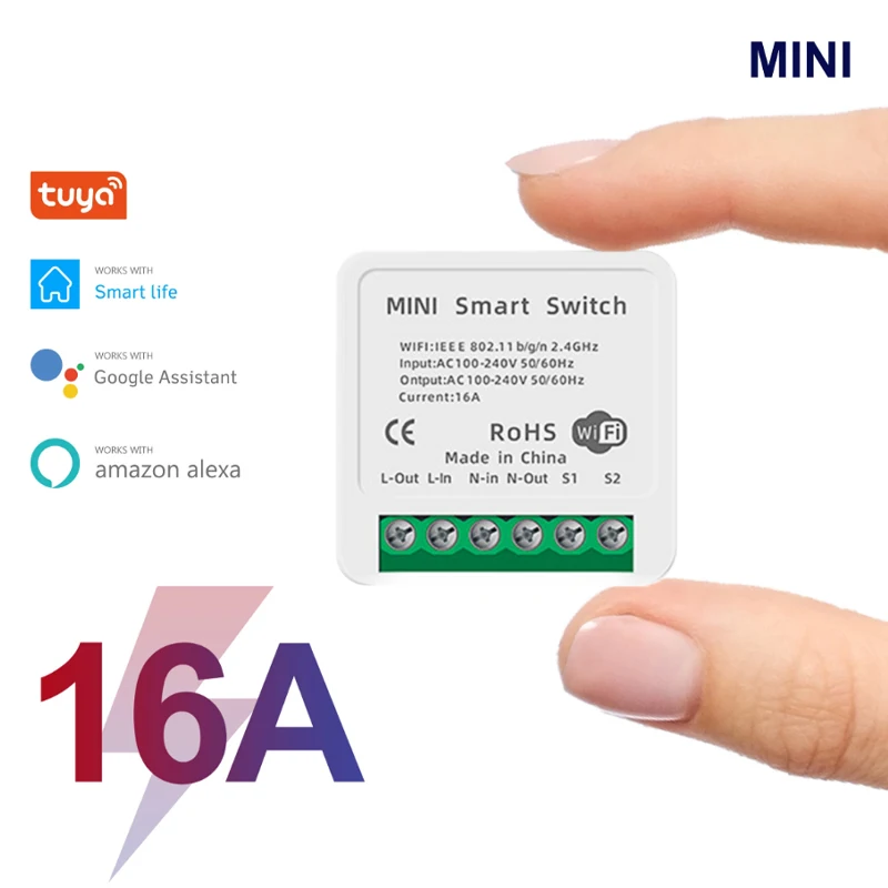 

Смарт-выключатель Tuya с поддержкой Wi-Fi и таймером, 16 А