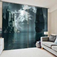 custom 3d night ship door windows curtains thin for adults kidsliving room bedroom decorative kitchen curtains drapes dropship