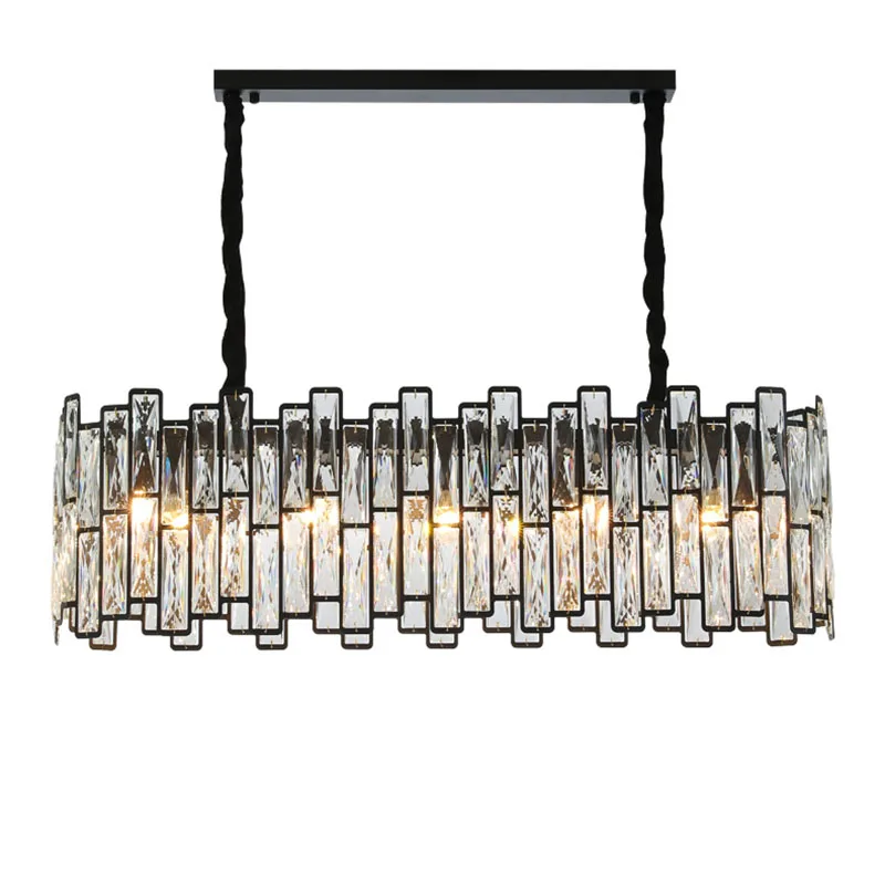 

Manggic lighting New black chandelier modern rectangular restaurant crystal chandelier luxury grid light