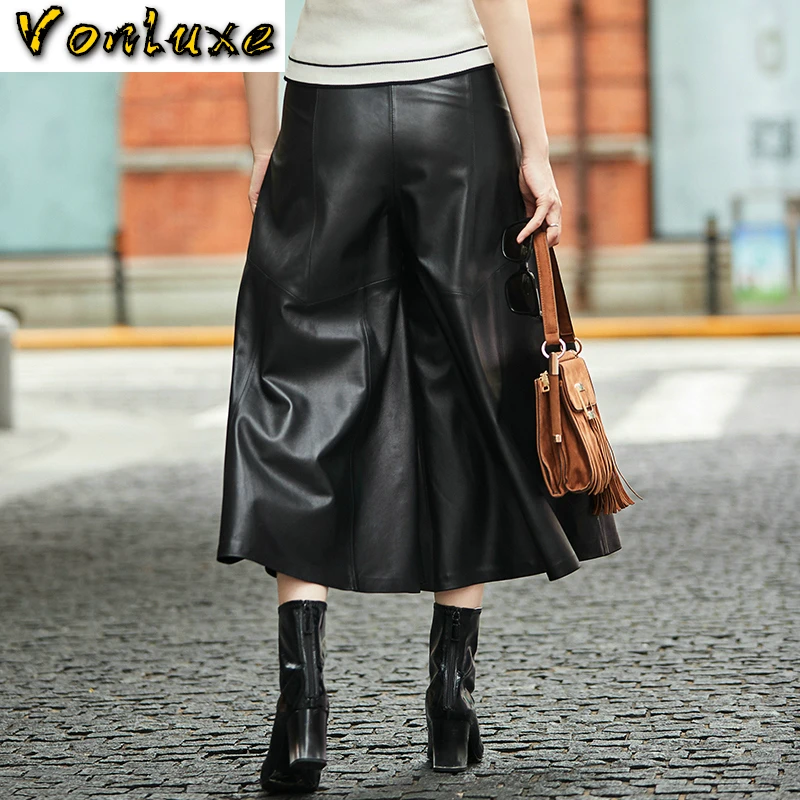 Брюки с широкими штанинами Женская обувь из натуральной кожи со штанами овечьей