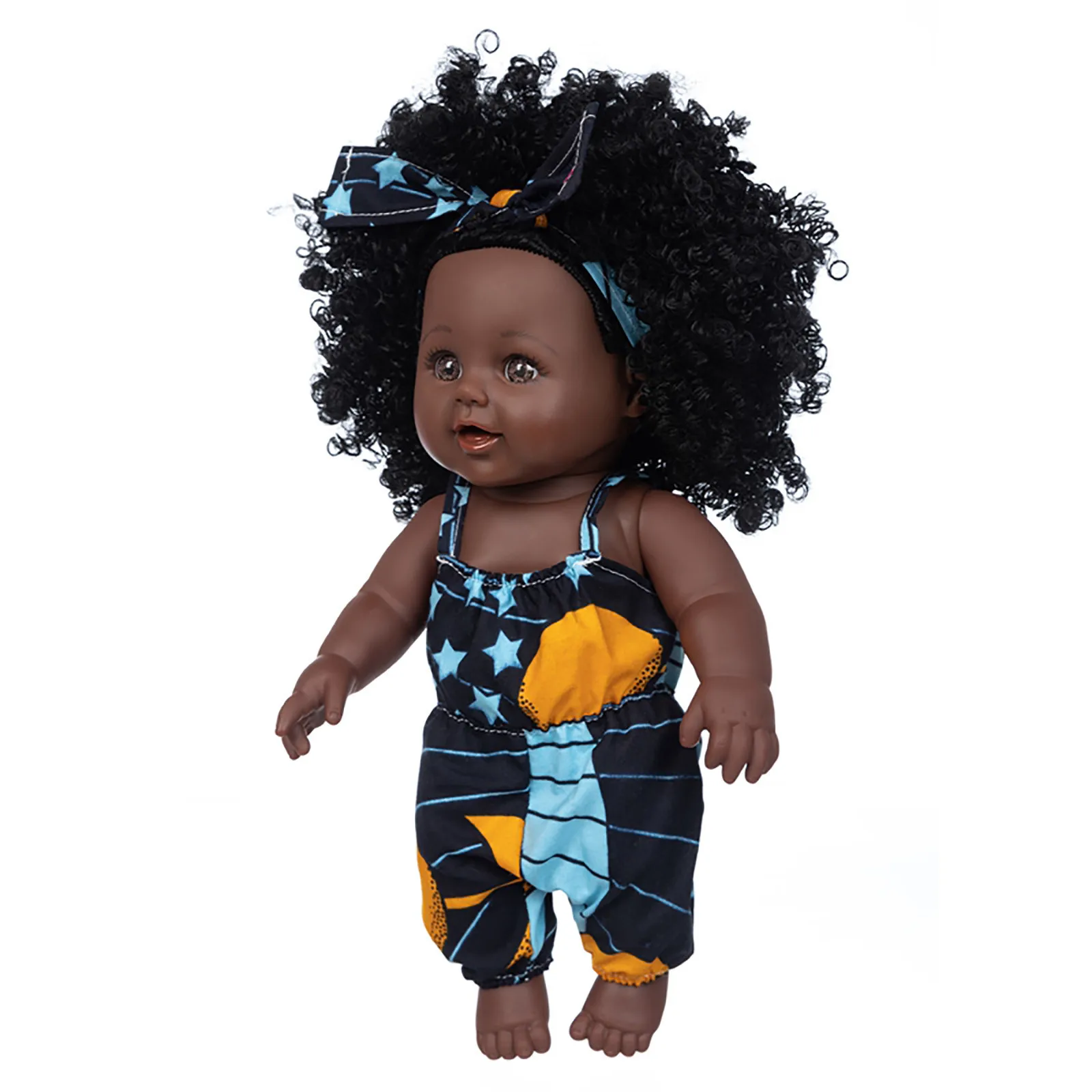 

Black African Black Baby Cute Curly Black 35CM Vinyl Baby Toy Simulation doll toy Silicone black doll zabawki dla dzieci