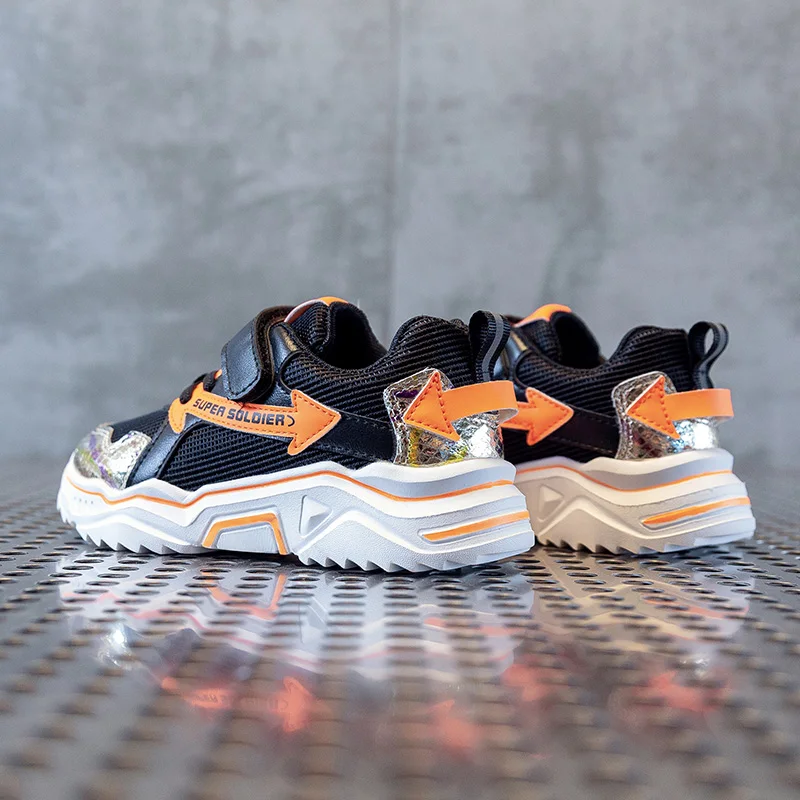 Новинка 2019 детская светящаяся обувь ПУ + сетка кроссовки ярлыки верх