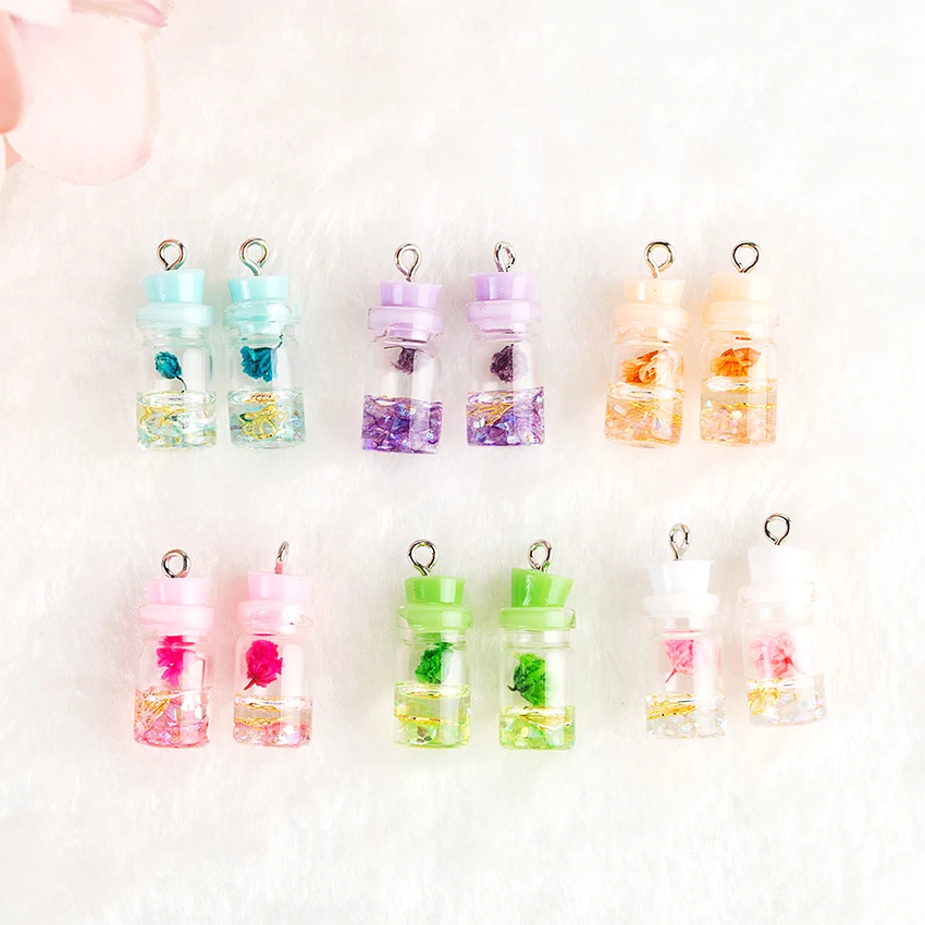 

6pcs/lot DIY Accessories Toys Dollhouse Miniature Glass Wishing bottle with flower and fruit Decoration