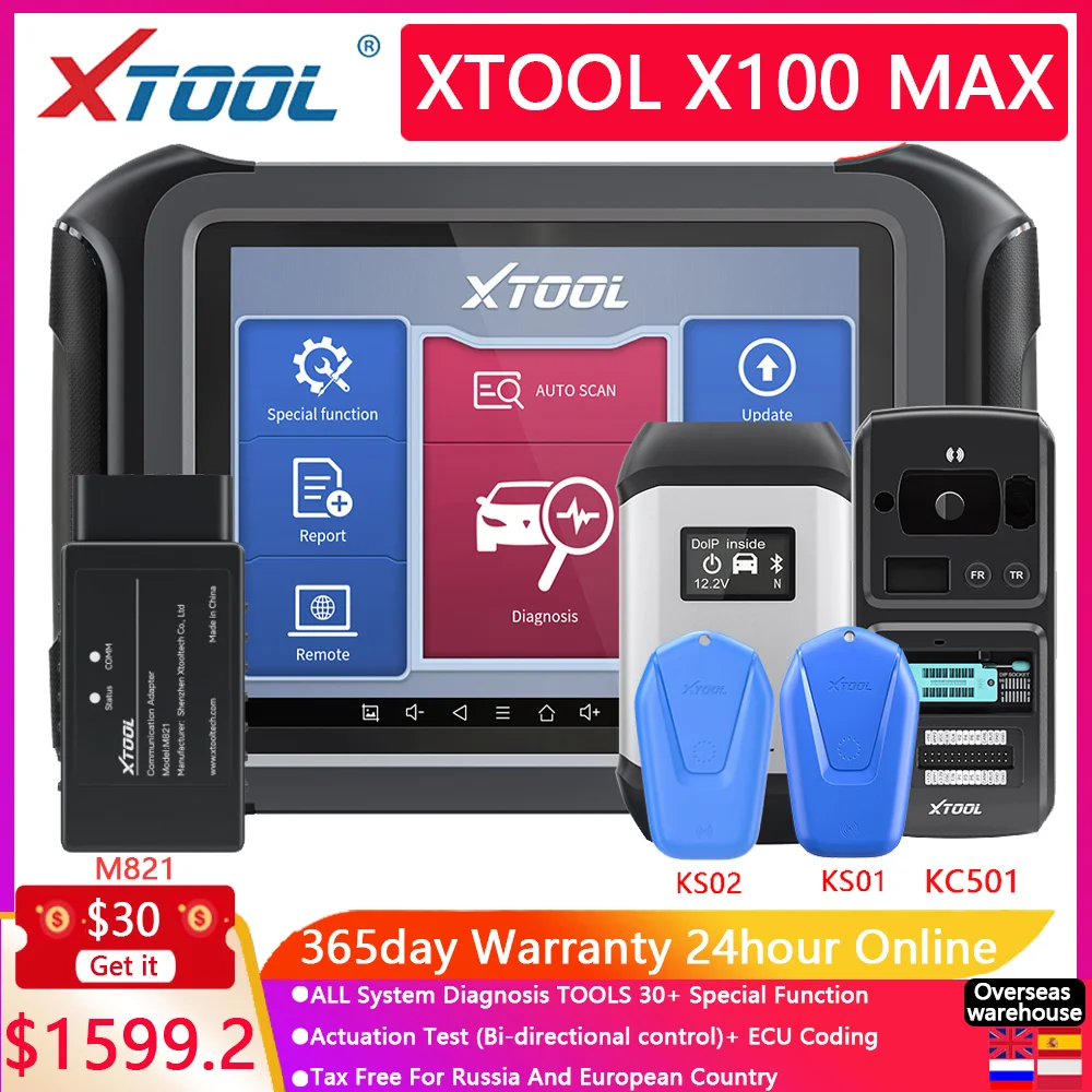 XTOOL X100 MAX OBD2 Диагностика всех систем 30 функциональных ключевых программирующих