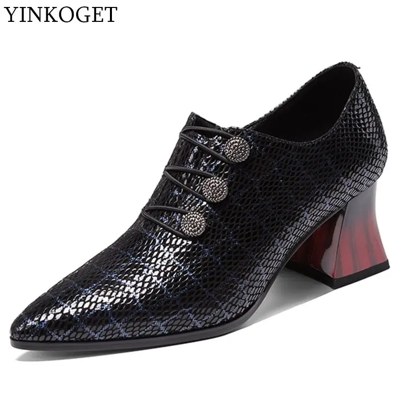 YINKOGET/пикантные брендовые очаровательные весенние женские туфли из натуральной