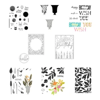 new arrivals 2021 metal cutting dies scrapbooking birthday flower words embossing frames card craft clear stamps paper making