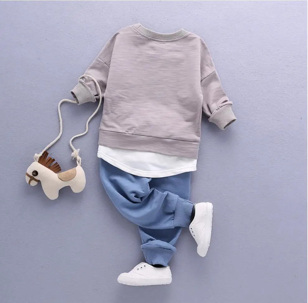 Комплект одежды для маленьких мальчиков Детский свитер с капюшоном стильный топ