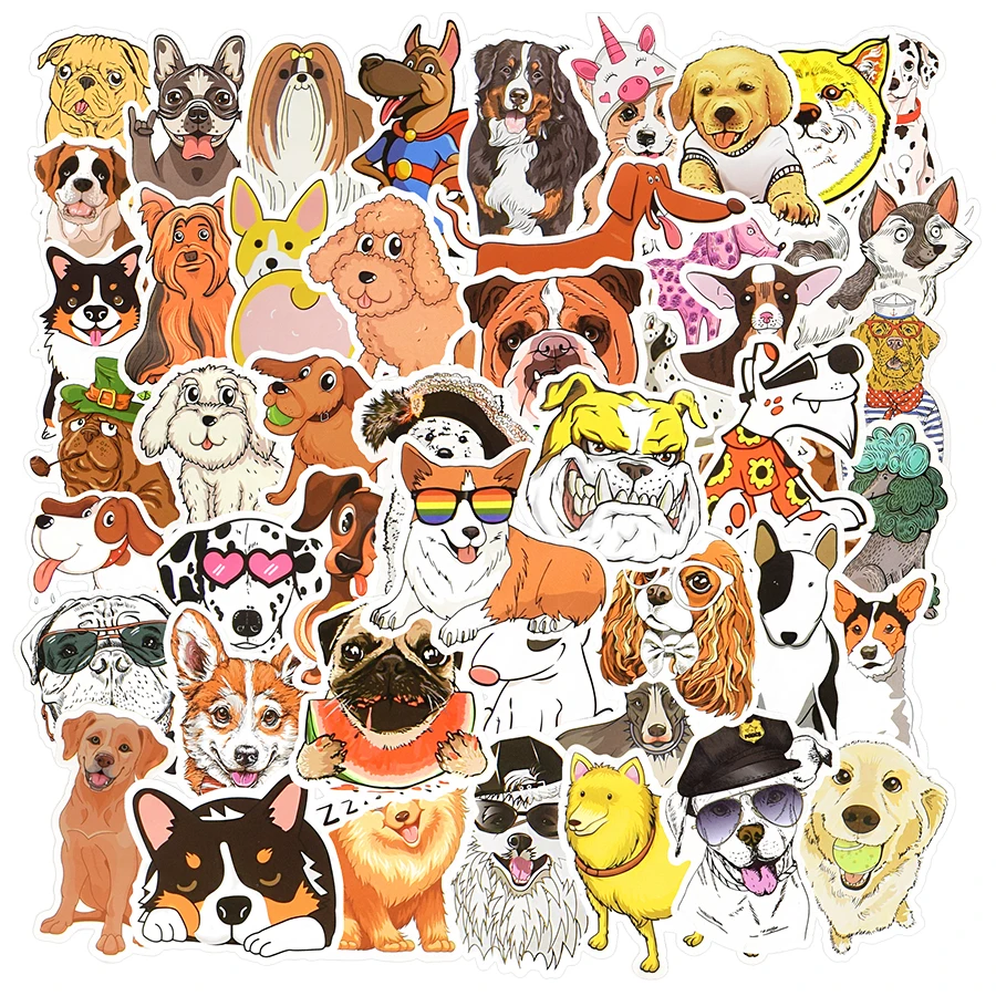 Pegatinas bonitas de perro para port&aacute;til, 50 Uds., animales Corgi, Labrador, Golden Retriever, Kawaii, dibujos animados, suministros para coche, regalo-1