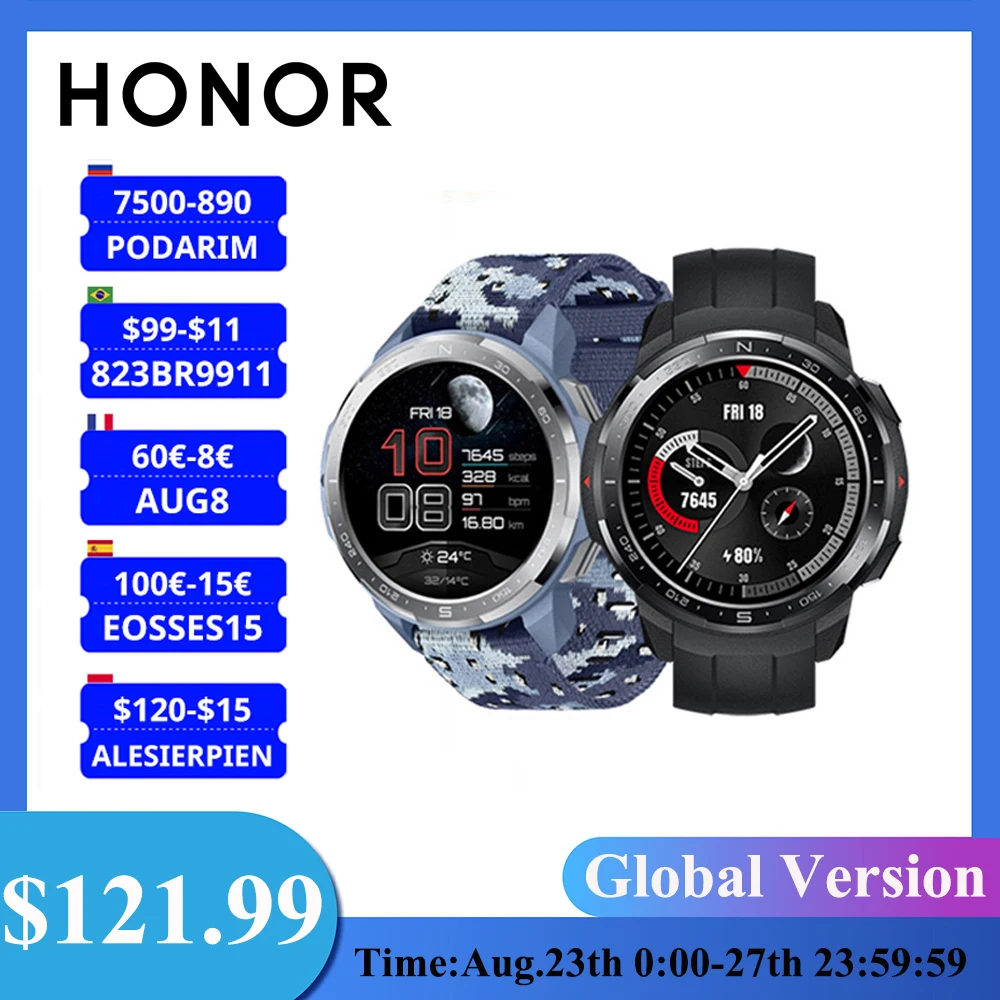 Мужские Смарт часы HONOR GS Pro глобальная версия с GPS фитнес трекер Bluetooth