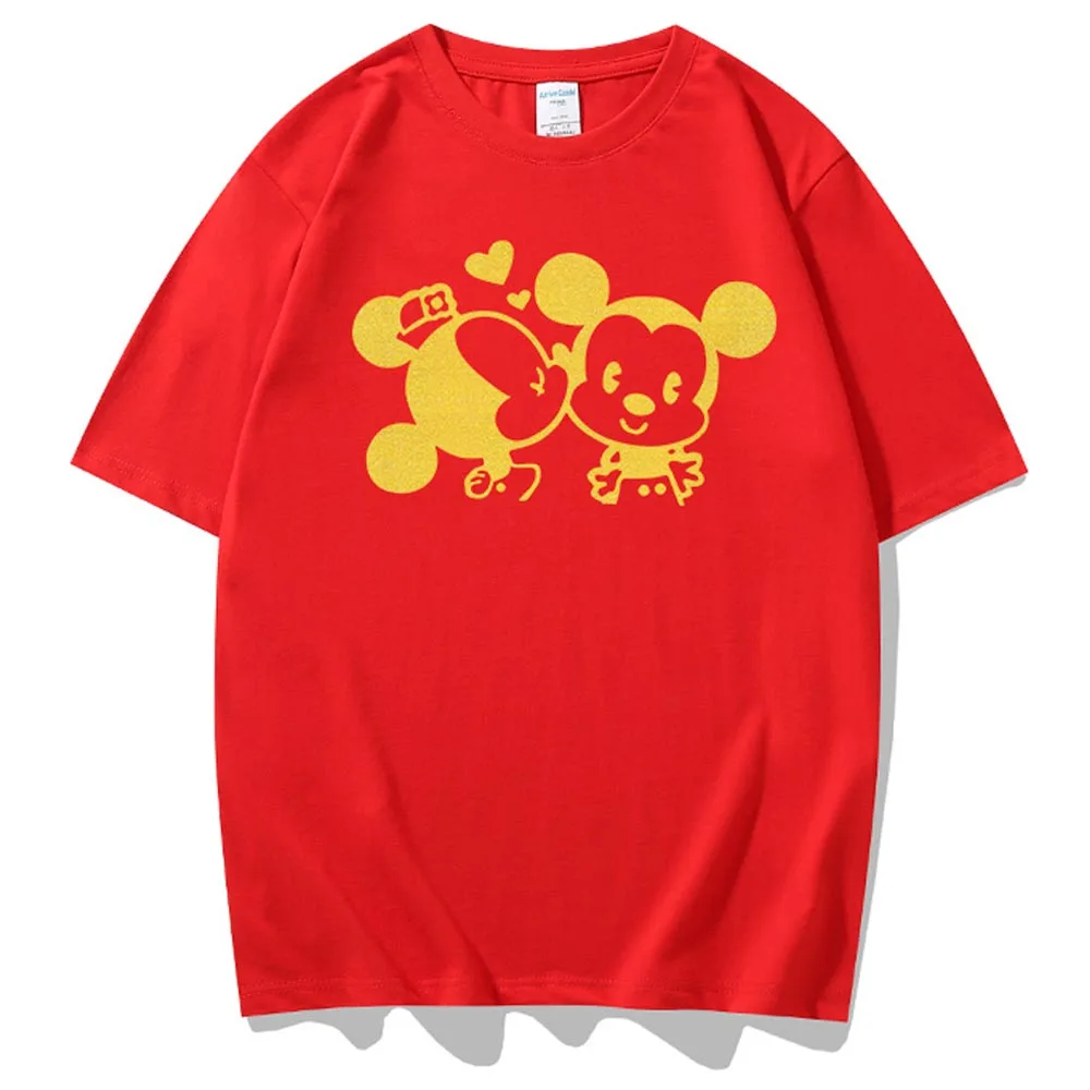 Женская футболка с принтом героев мультфильма Поцелуй Микки Мауса 10 цветов |