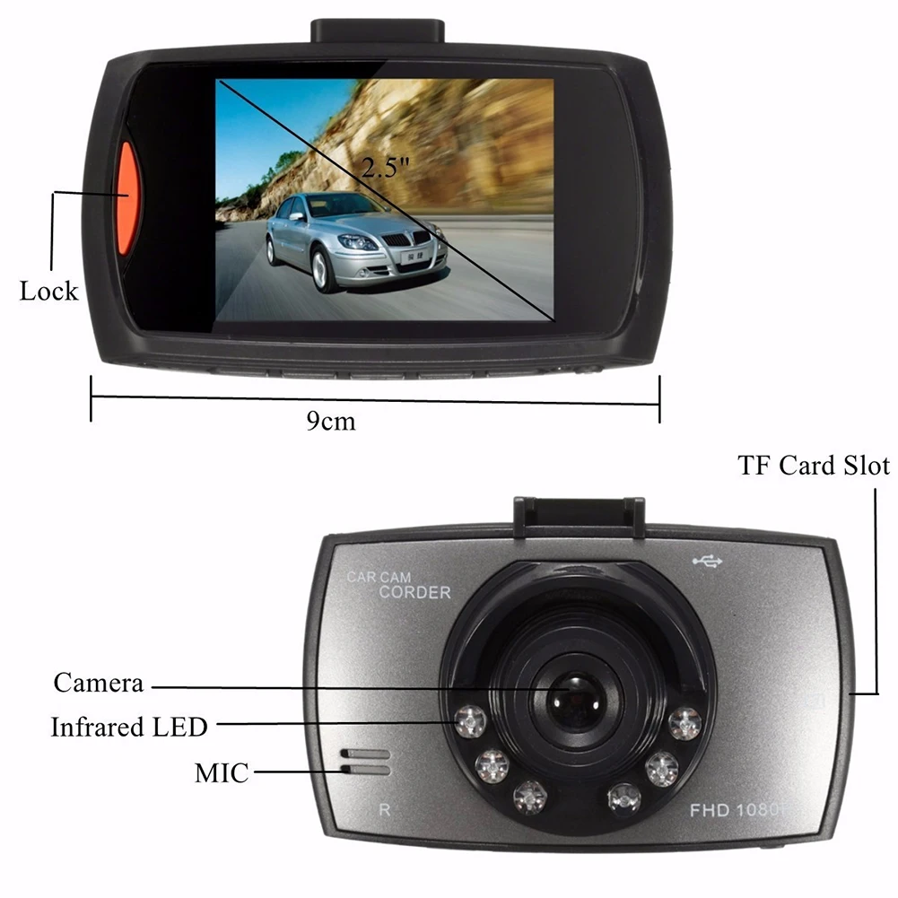 2 5 дюймов ЖК дисплей 1080P Видеорегистраторы для автомобилей Камера Dash Cam Видео