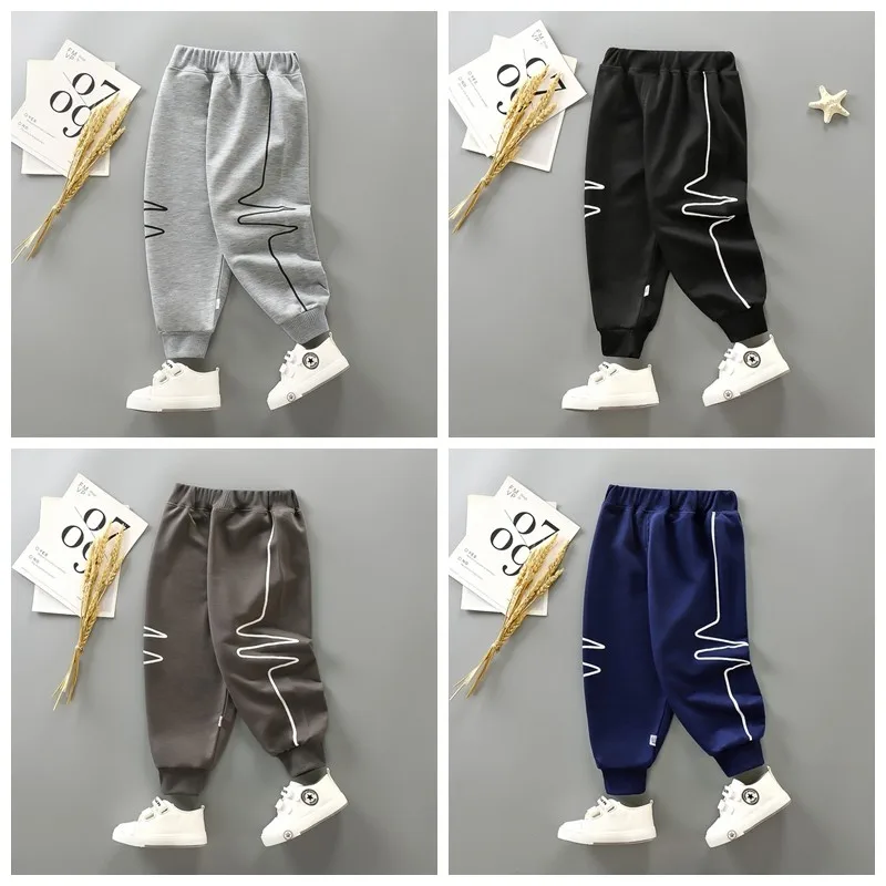 Kids Autumn Pants Fashion Trendy Children Trousers Boys Casual Sweatpants 9m-6y Long Pant For Elastic Waist 2021 NEW | Детская одежда и