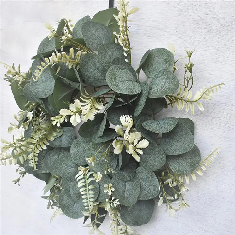 

Wreath Artificial Green Eucalyptus Leaves Holiday Festival Door Hanging Garland Party Decoration for Door Wall Window