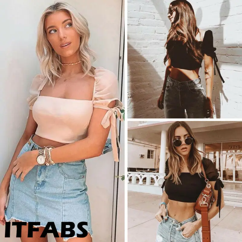 2019 женская повседневная короткая блузка рубашка в стиле корта с квадратным