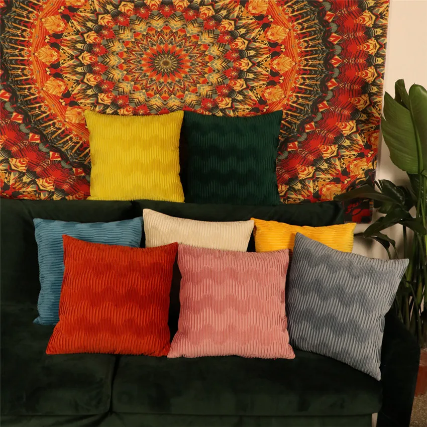 

45x45 см волнистый обжимной чехол для диванной подушки, розовый чехол для подушки, декоративный Чехол для стула 17,72 x дюймов