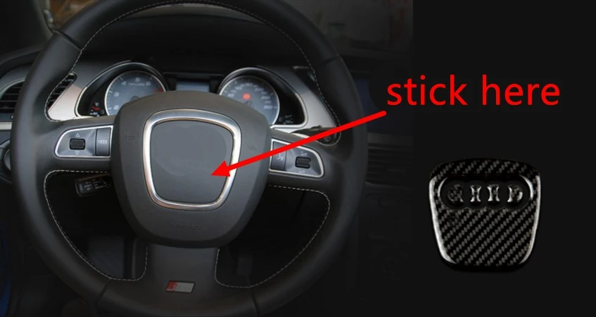 

Car Real Carbon Fiber Steering Wheel Logo Sticker For Audi A4L A6L A3 A5 Q3 Q5 Q7 Auto Interior Accessories