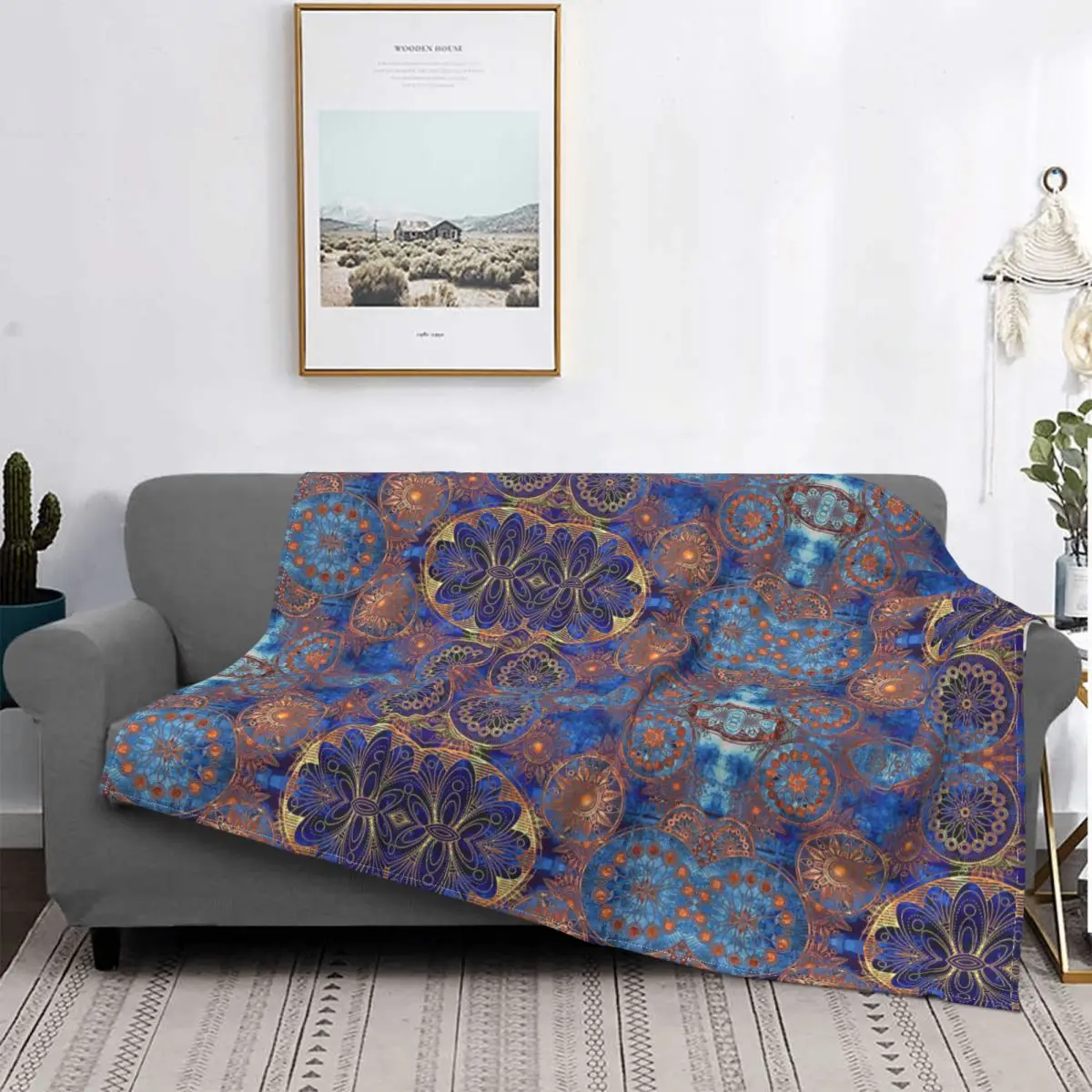 

Bohemia Boho Mandala Pattern Blanket Cover Bohemian Wool Throw Blanket Home Couch Decoration Soft Warm Bedsprea