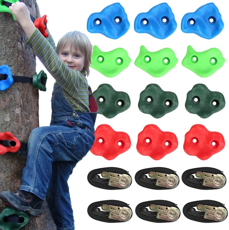

10 Pcs Plastic Kids Rock Wood Wall Climbing Stones Games Toys for Kids Toys Climbing Wall Hand Feet Holds Grip Kits Child Game