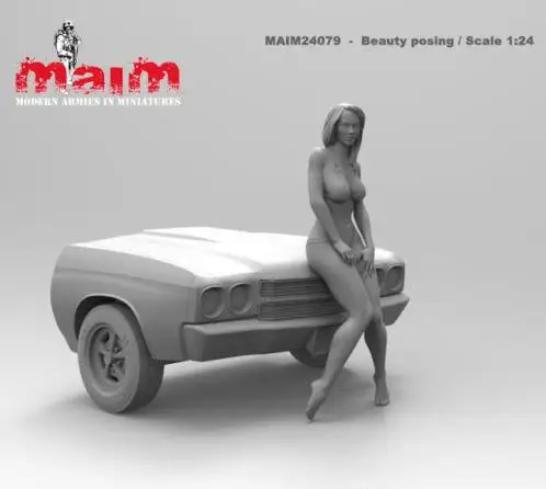 1/24 Смола Модель Строительный комплект фигурка машина и девушка (без машины) |