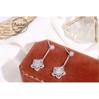 aazuo 18k solid white gold real diamonds 0 90ct full diamonds star drop earrings gifted for women advanced wedding party au750