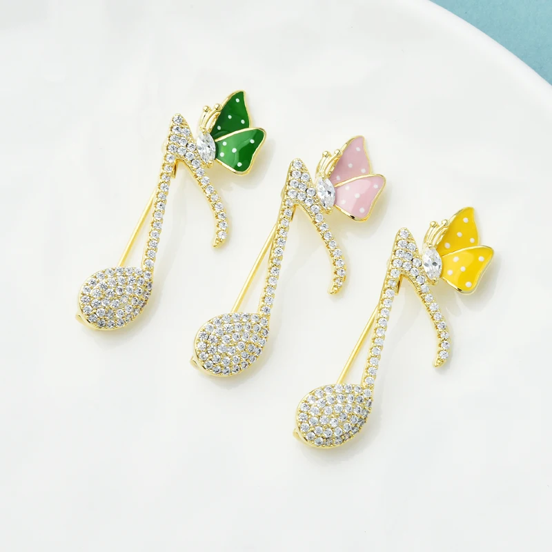 

Wuli&baby Butterfly Music Note Brooches For Women Unisex Czech Rhinestone Party Office Brooch Pins Gifts