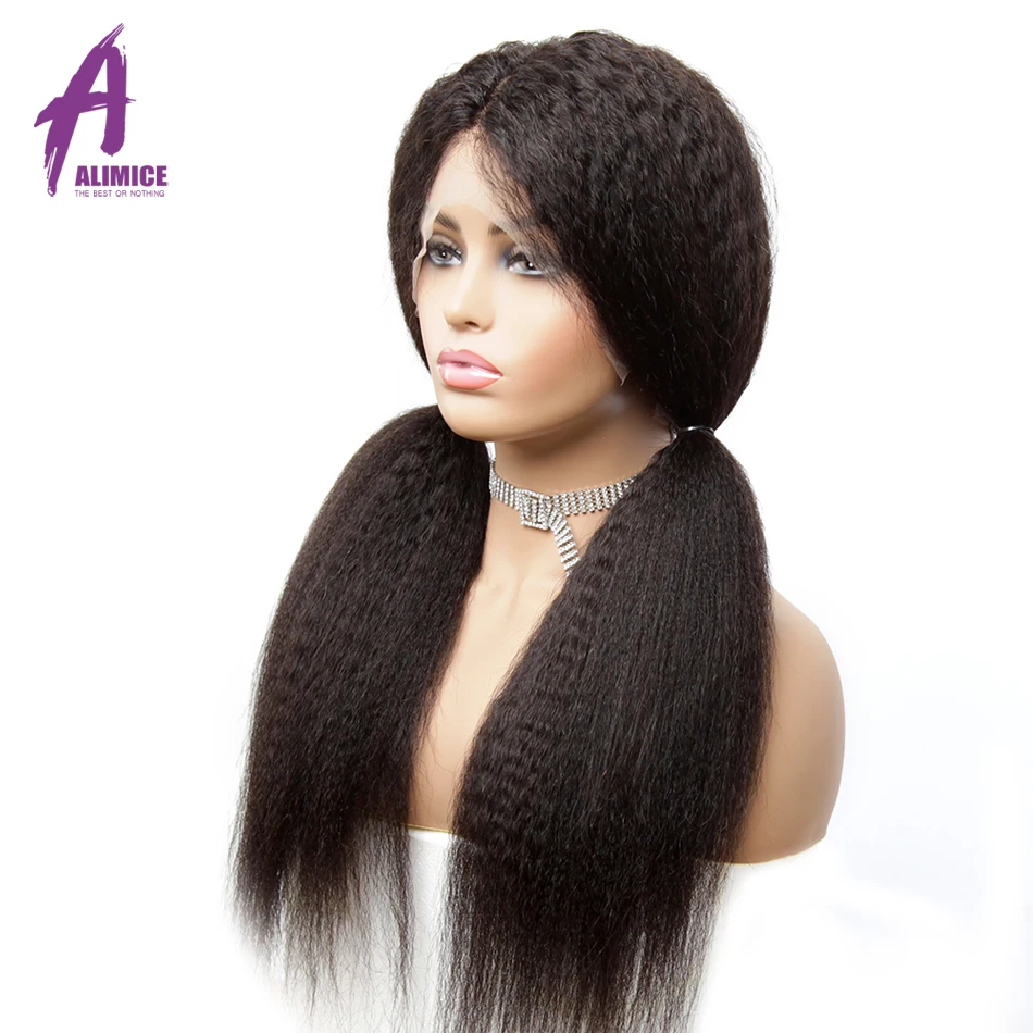 Кудрявый прямой парик 13X4 Perruque Cheveux huосновной кружевной передний для черных