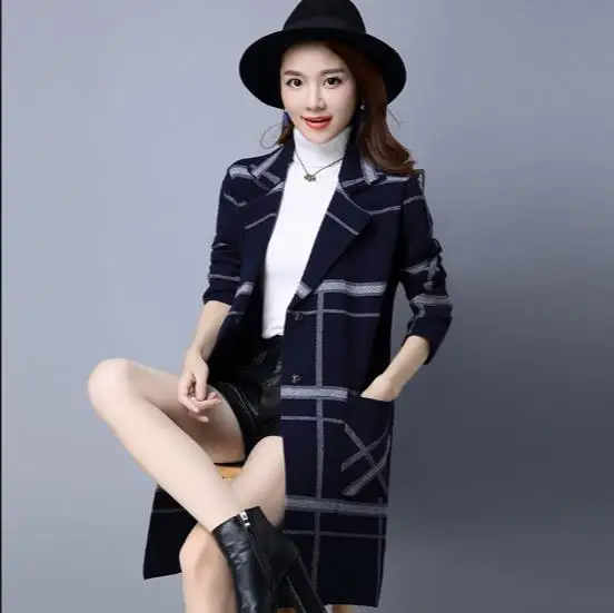 Корейское пальто женский весенне-осенний вязаный свитер плюс размер кардиган