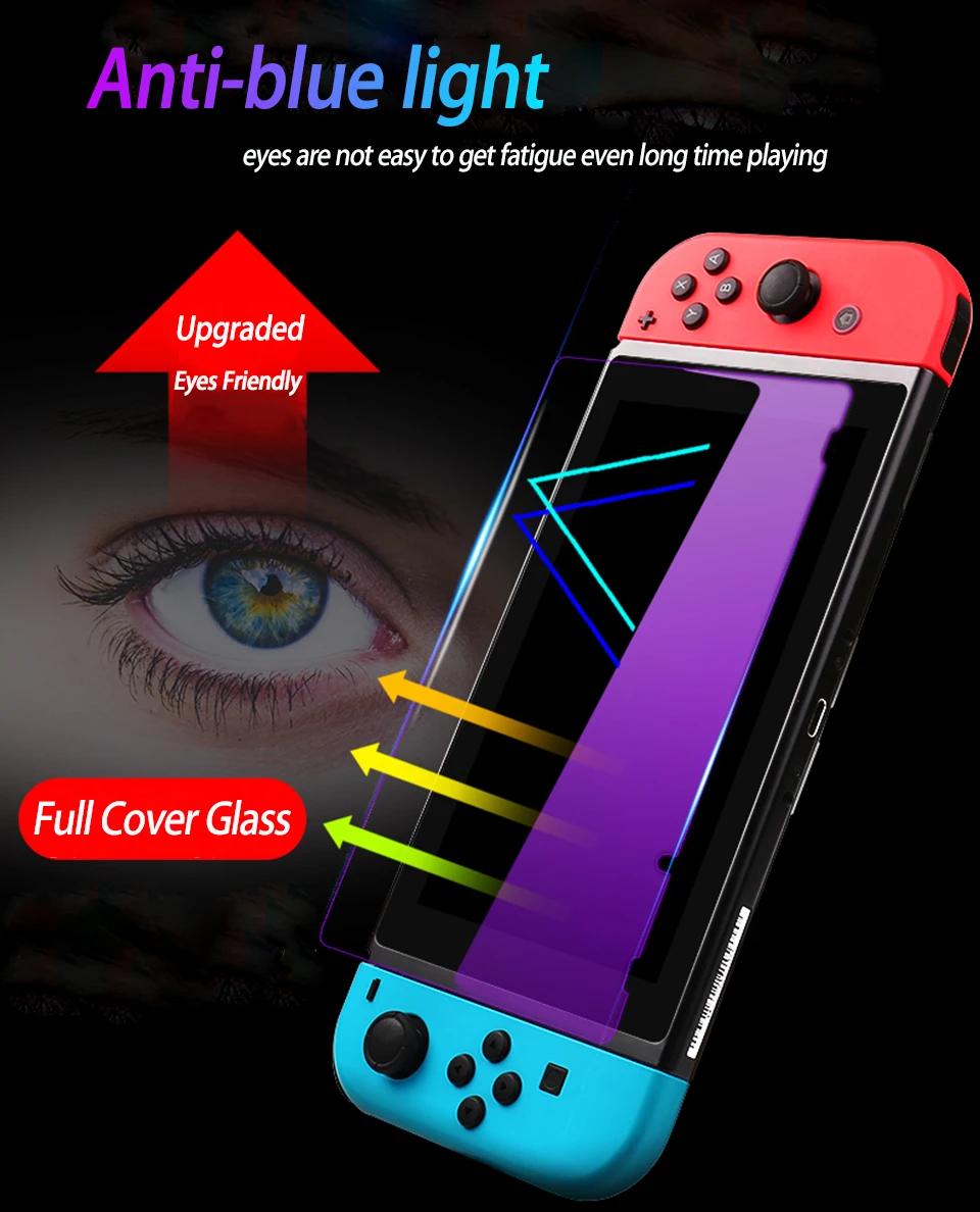Защитное стекло для экрана Nintendo Switch закаленное с защитой от сисветильник Lite NS 9H|Защита экрана| |