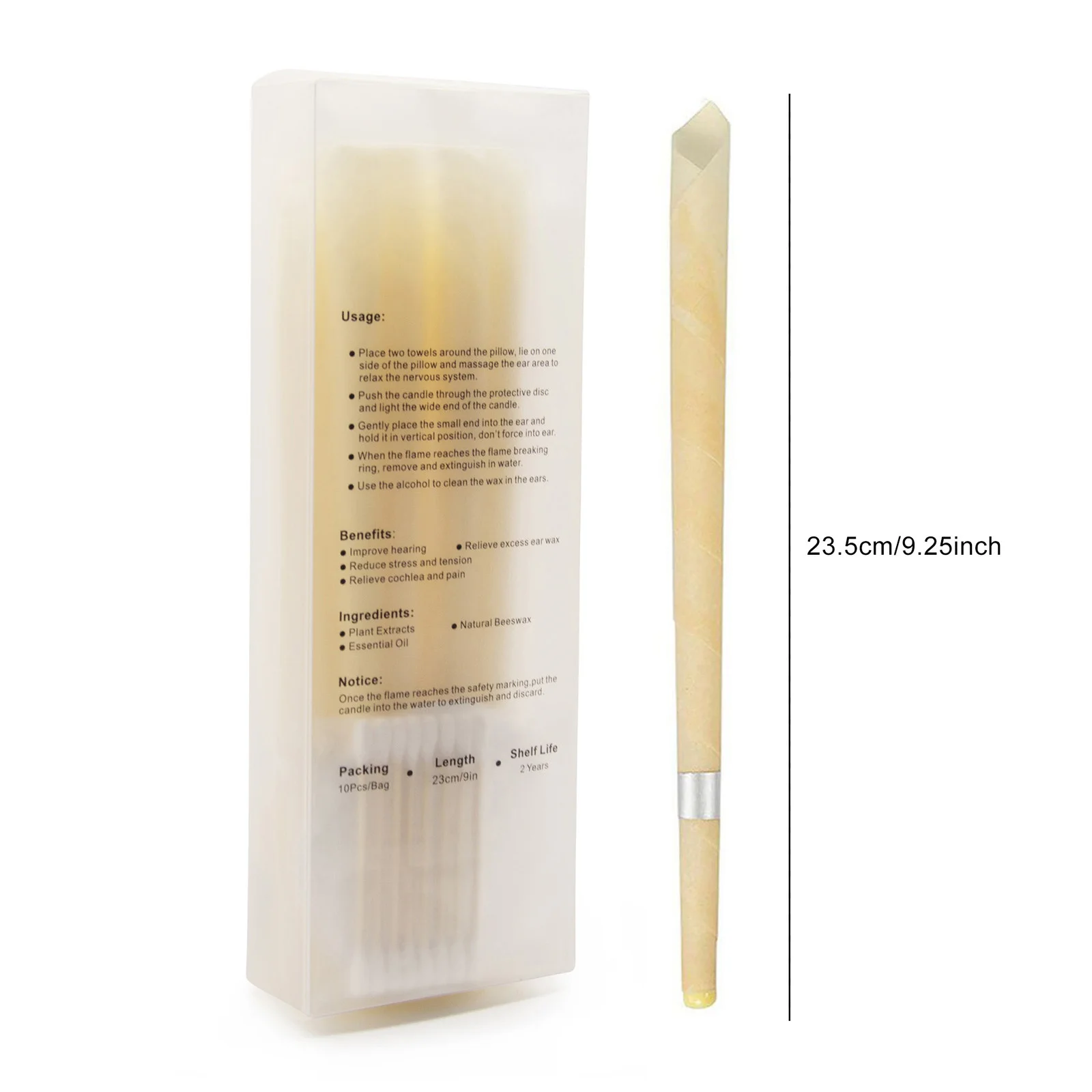 

Ear Wax Removal Candle, Natural Beeswax Ear Candles, 10pcs Non-Toxic Cylinders Fragrance Hollow Cone Candles with 5pcs Protector
