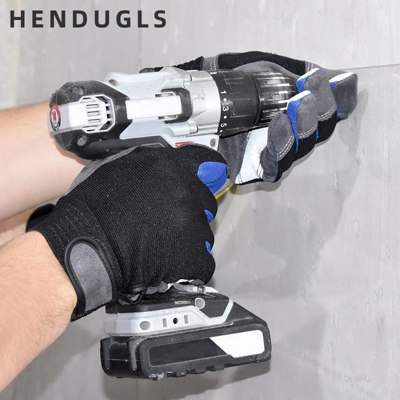 Рабочие перчатки HENDUGLS 1 пара черные белые защитные с прострочкой Зимние для пеших