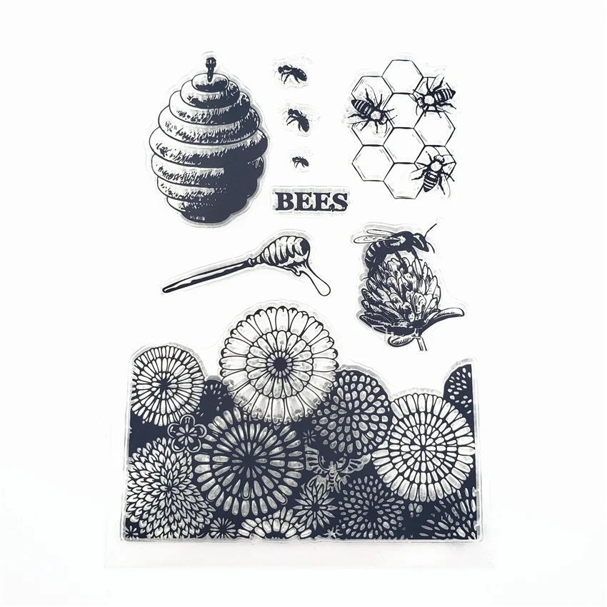 

Honeycomb Sunflower CLEAR STAMPS Silicone Seals for DIY Scrapbooking Rubber Stamp Making Photo Album Card Decor Craft Supplies